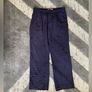 Joie Dicra Ankle Starburst Pants Womens Sz 2 Navy blue & White Lined Front Pleat